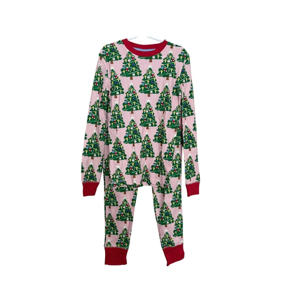 New Mini Boden Glow In The Dark Christmas Tree Pajama Set - Pink - Size 10Y